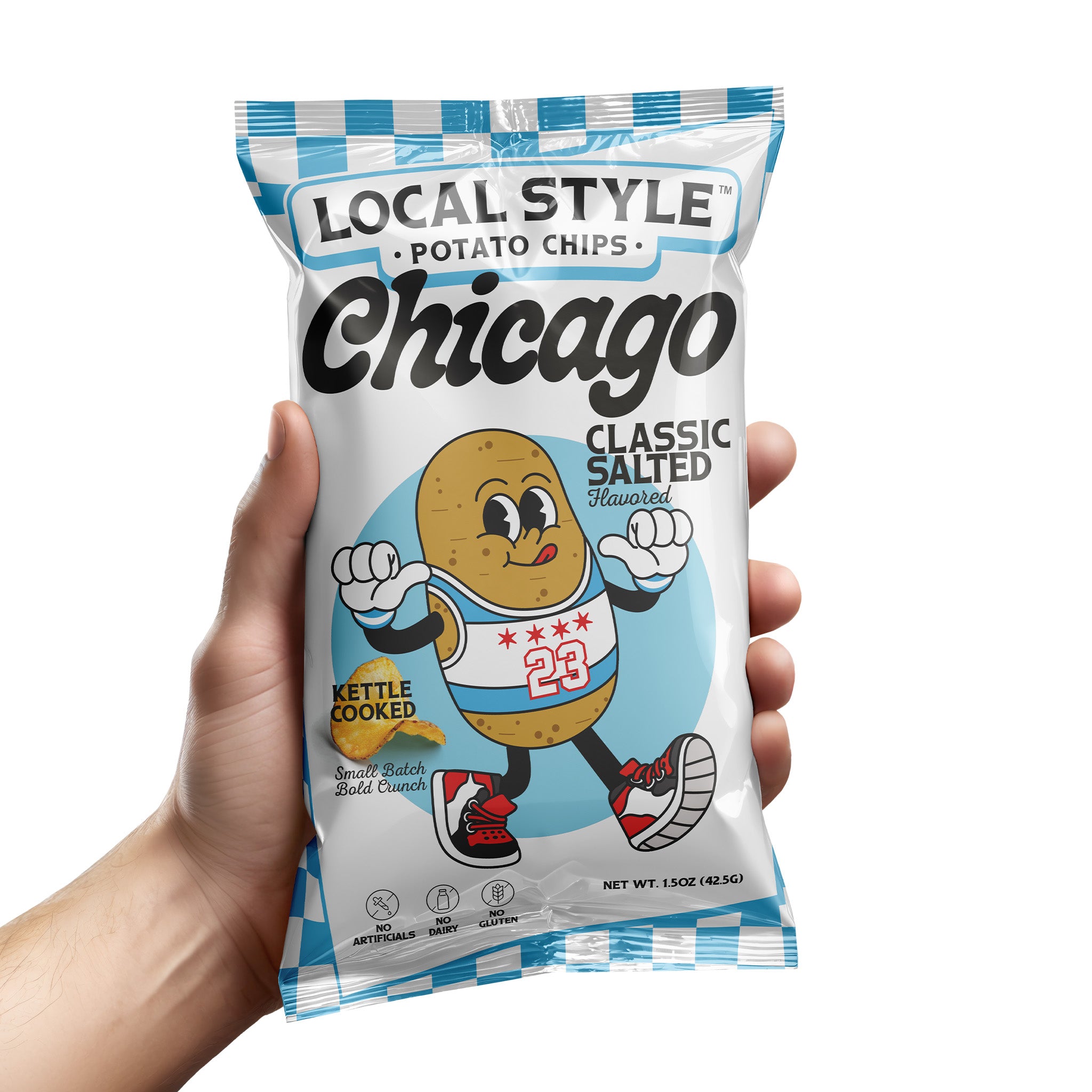 Chicago Local Style potato chips, Chicago Classic Salted Flavor Chips. 10 Multi Pack, Gourmet Chips Chicago, Local Chicago Snack Brand, Kettle Cooked, Chicago chip company snack brand, No artificials, No meat, no gluten, dairy free.