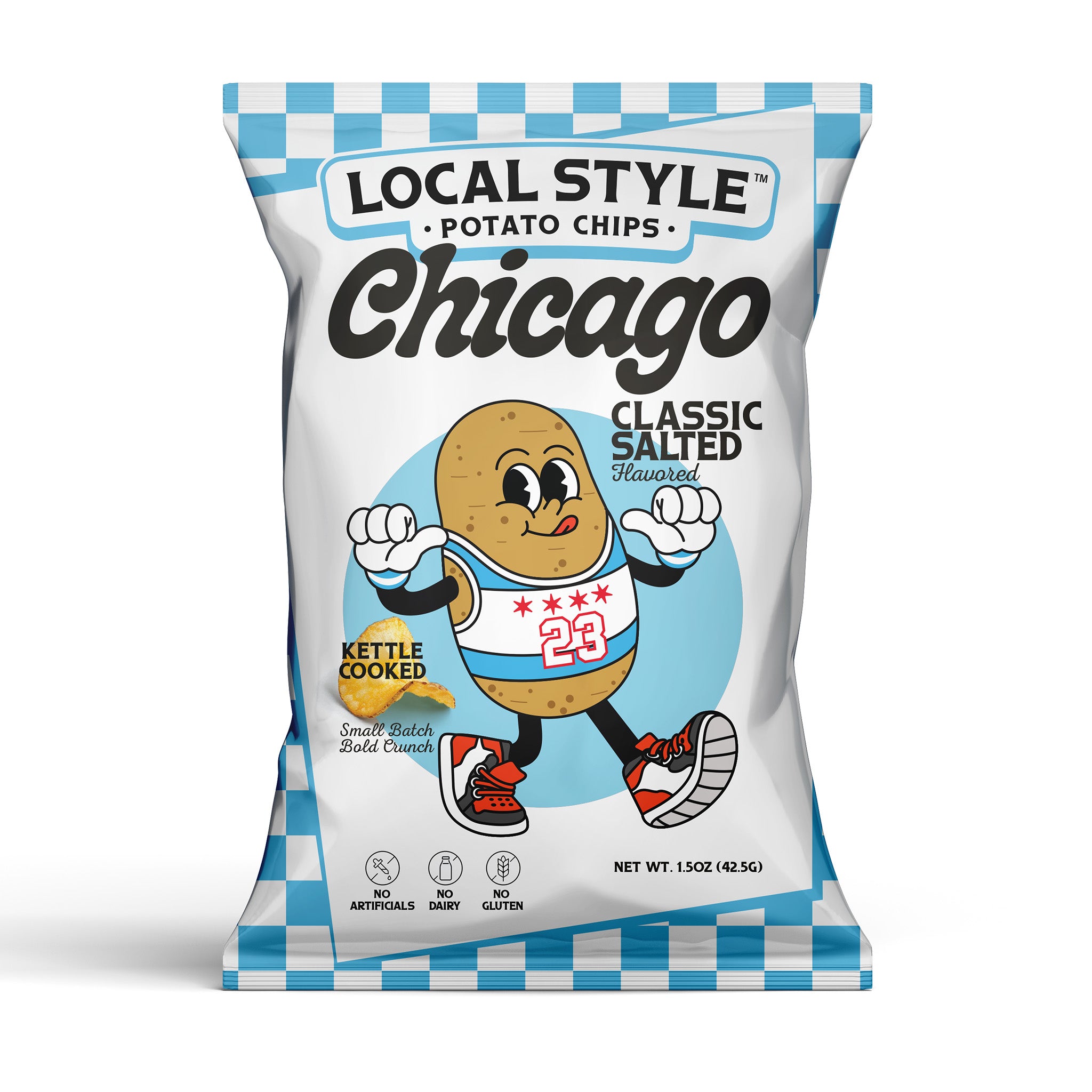 Chicago Local Style potato chips, Chicago Classic Salted Flavor Chips. 10 Multi Pack, Gourmet Chips Chicago, Local Chicago Snack Brand, Kettle Cooked, Chicago chip company snack brand, No artificials, No meat, no gluten, dairy free.