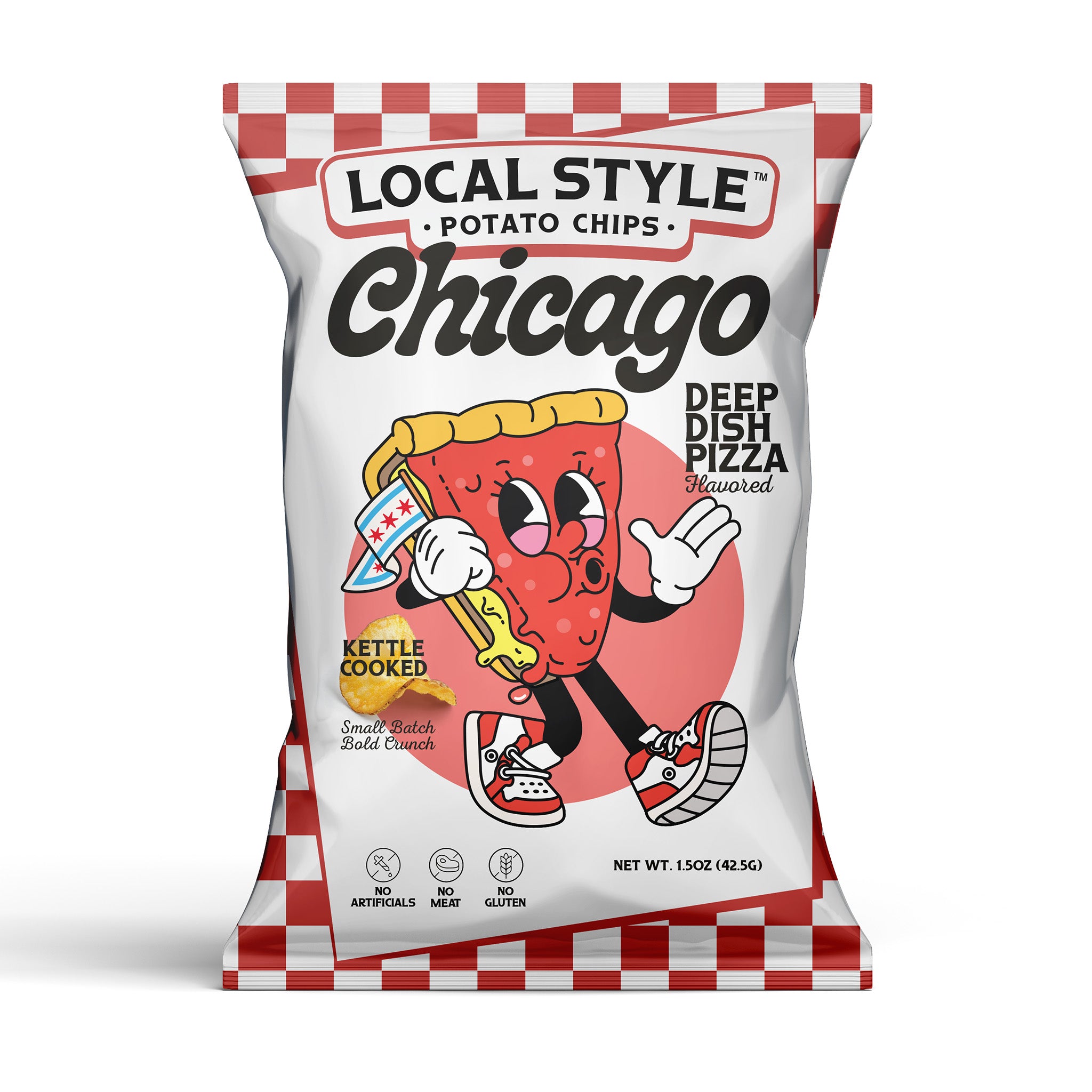 Chicago Local Style potato chips, Chicago Deep Dish Pizza Flavor Chips. 10 Multi Pack, Gourmet Chips Chicago, Local Chicago Snack Brand, Kettle Cooked, Chicago chip company snack brand, No artificials, No meat, no gluten, dairy free.