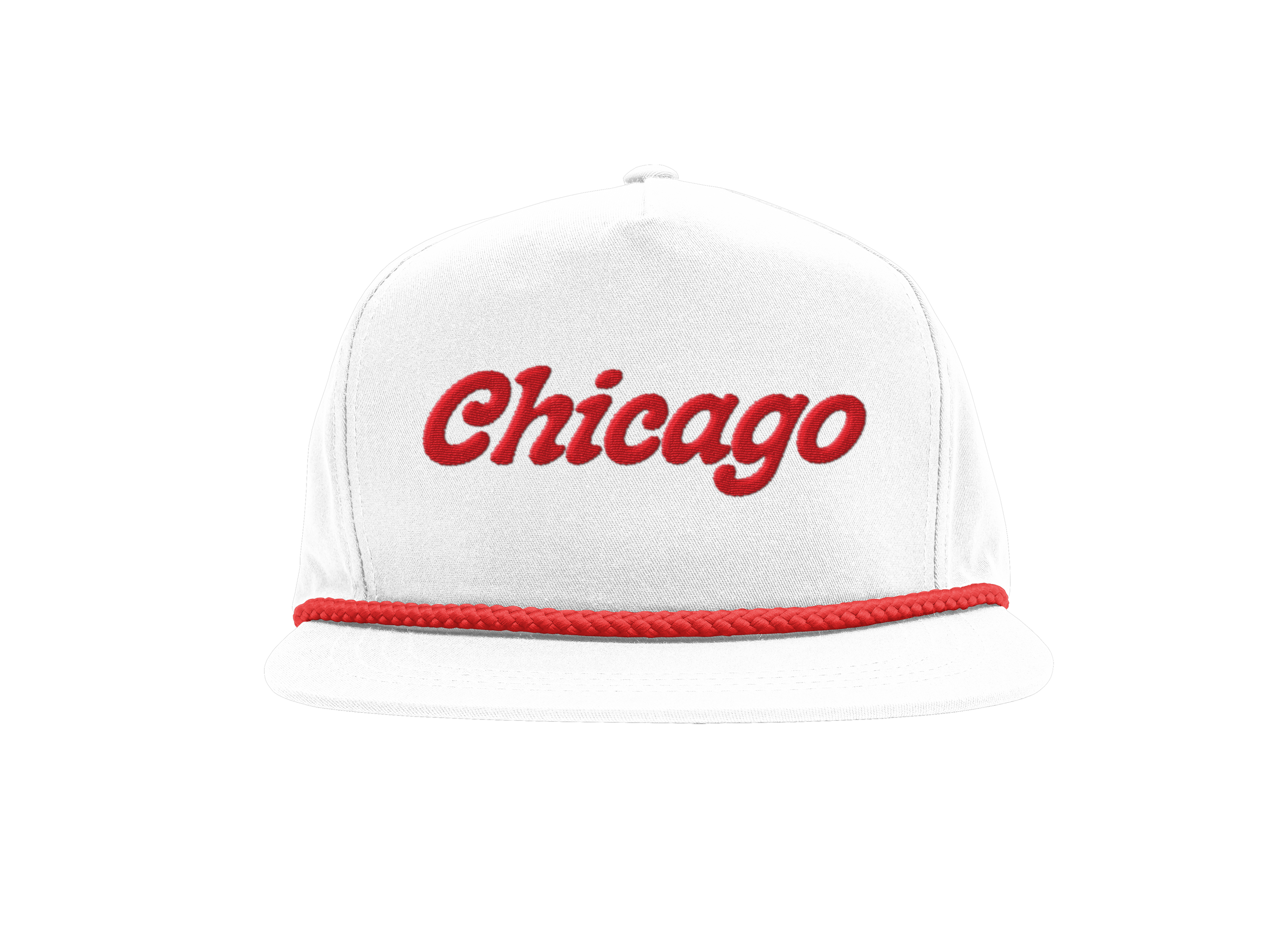 "Chicago" Embroidered Rope Hat - White