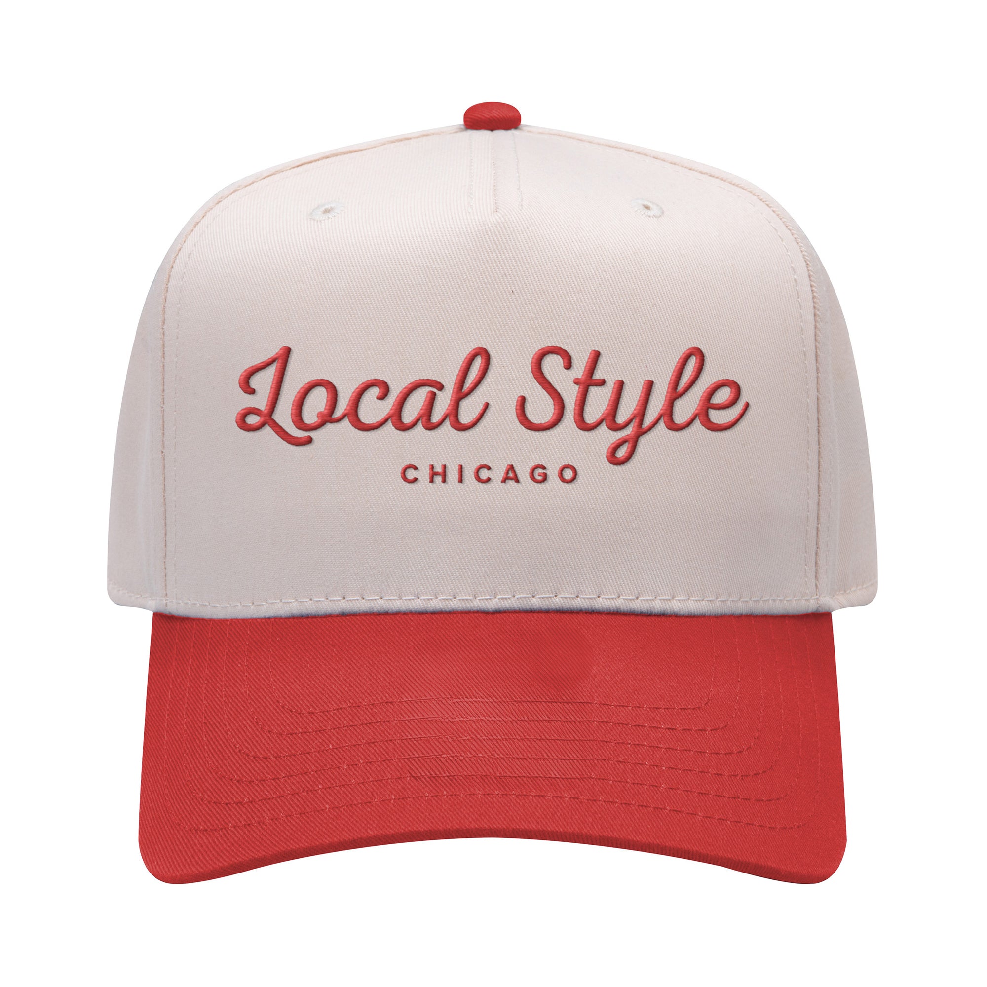 Local Style Script Snapback (Off-White & Red) | Local Style